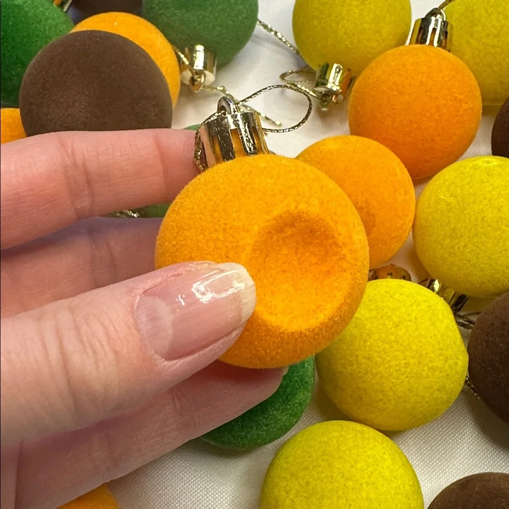 Set of Fall Colored Velvet Christmas Ornaments